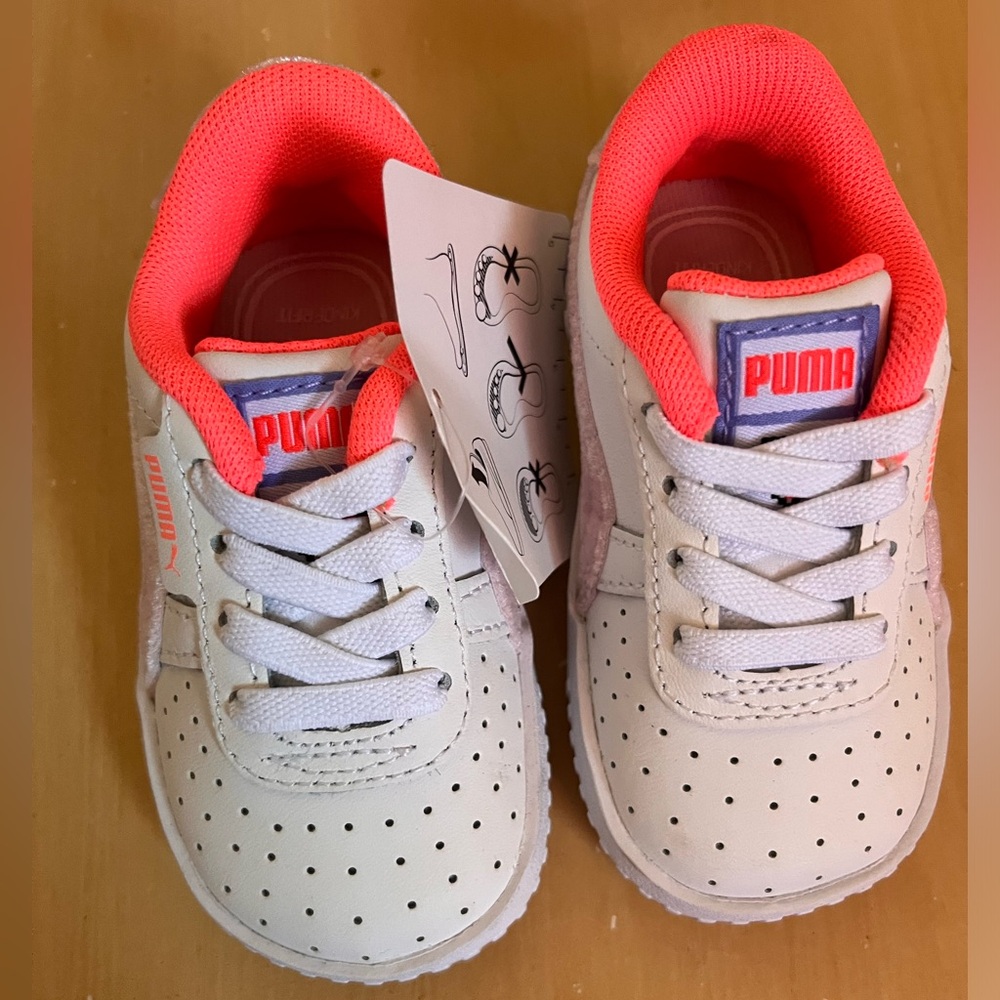 NEW PUMA White & Neon Tennis Shoes Size 3 Infant Girls